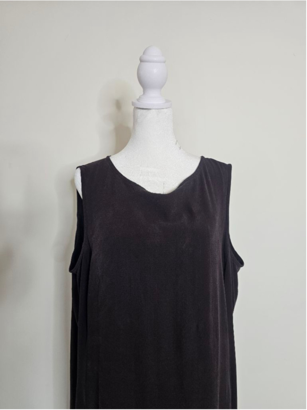 Women's Eileen Fisher Dark Brown Silk Maxi Dress 1X - Picture 4 of 7